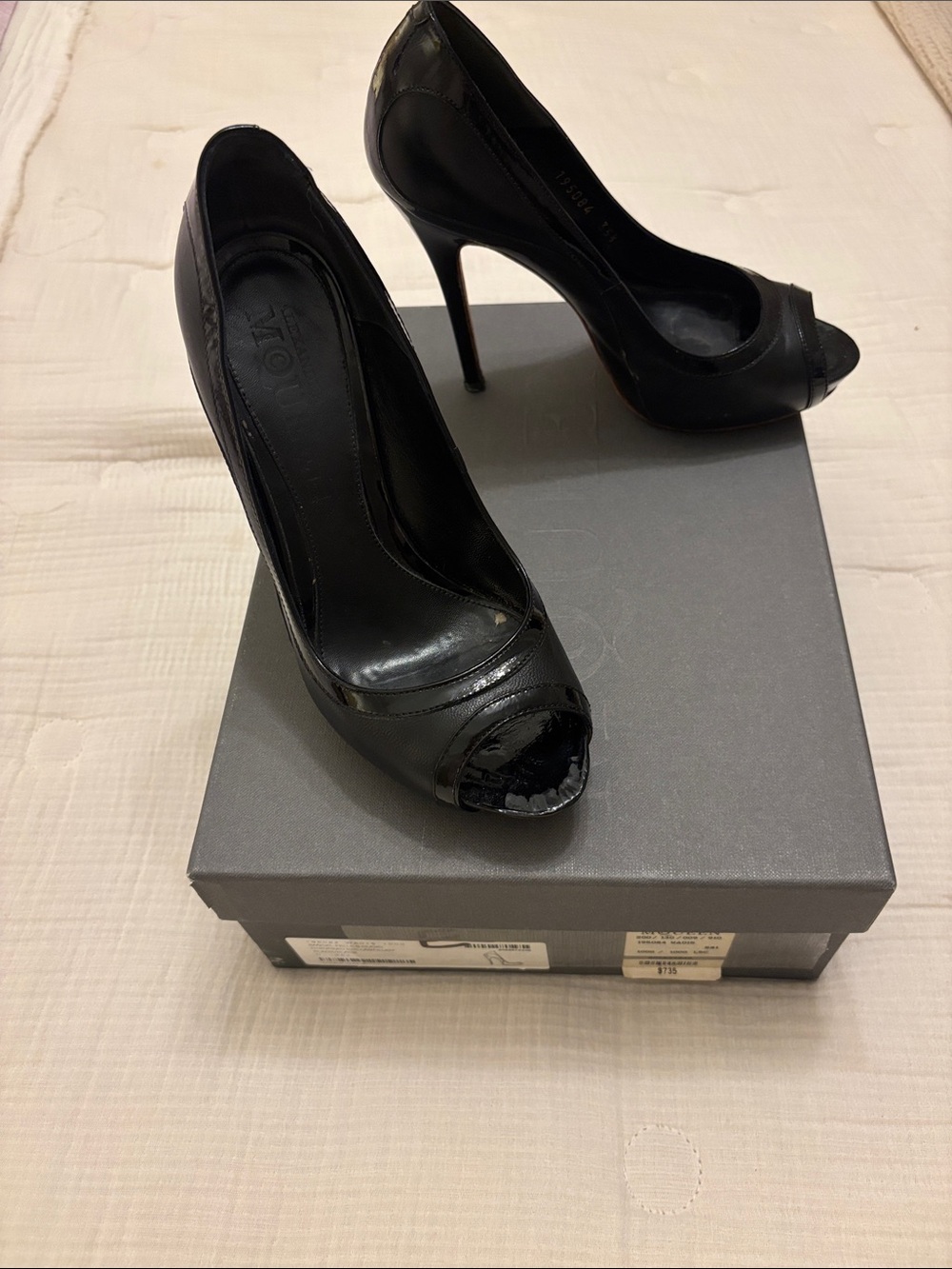 Alexander McQueen Black Peep-Toe Stiletto Heels